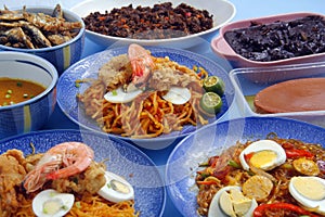 Freshly cooked assorted Filipino food