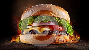 A freshly cooked burger - Generated by Ai.