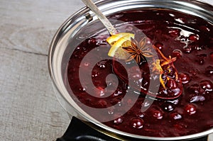Freshly cooked cranberry sauce