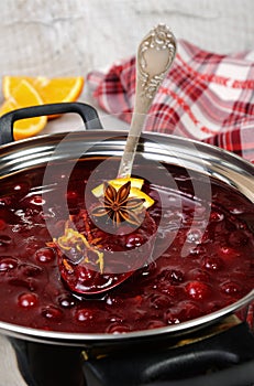 Freshly cooked cranberry sauce