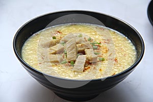 Freshly cooked Filipino food called Lugaw or rice porridge or congee