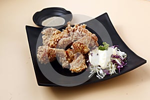 Freshly cooked Japanese food called Karaage Chicken