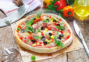 Freshly cooked vegetarian pizza