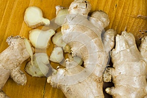 Freshly cut ginger rhizome photo