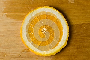 Freshly cut orange fruit wheel