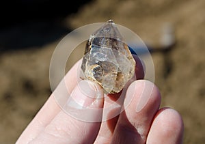 Freshly found smoky quartz