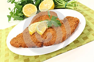 Freshly fried Wiener Schnitzel