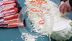 Freshly grated cabbage