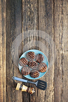 freshly grilled burger meat close-up, top view,