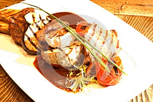 Freshly grilled meat & vegetables