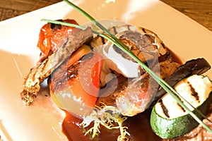 Freshly grilled meat & vegetables