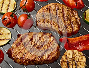 freshly grilled steaks