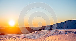 Freshly groomed ski slope