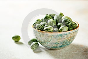 Freshly harvested cucamelons