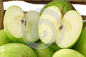 Freshly harvested Granny Smith apples