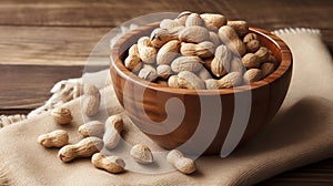 Freshly harvested peanuts rest in a rustic bowl.AI Generated