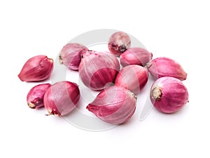 shallots placed on a white background