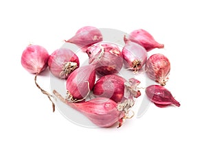 shallots placed on a white background