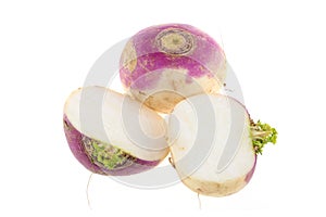 Freshly harvested spring turnips Brassica rapa on a white background Indian turnips photo