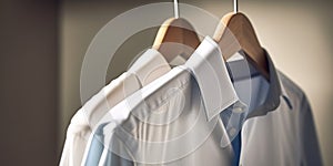 A freshly ironed shirt hangs crisply on a hanger its smooth fabric devoid of any wrinkles or creases, concept of