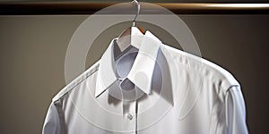 A freshly ironed shirt hangs crisply on a hanger its smooth fabric devoid of any wrinkles or creases, concept of