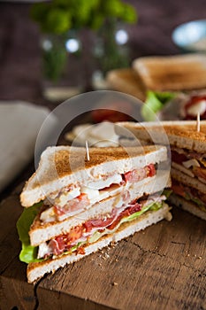 Freshly made clubsandwich