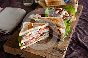 Freshly made clubsandwich