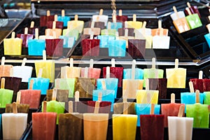 Freshly made fruit ice creams.