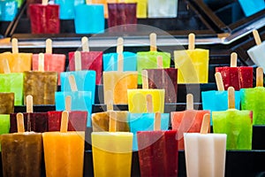 Freshly made fruit ice creams.