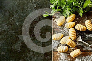 Freshly made gnocchi dumplings with parsley