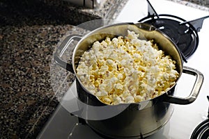 Freshly made popcorn in the bowl