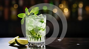 Freshly muddled mint in a mojito