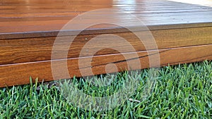 Freshly oiled Australian spotted Gum timber photo