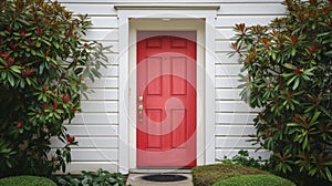 A freshly painted front door in a bold and vibrant color instantly elevating the curb appeal of the home photo