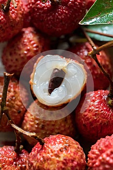 The Freshly peeled lychee pulp