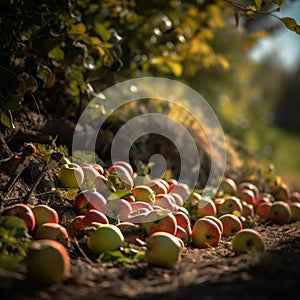 Freshly Picked Apples in a Sun-Kissed Orchard