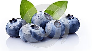 Freshly picked blueberries on a gray tinted white background