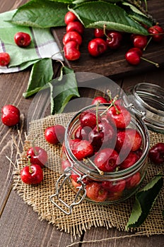 Freshly picked cherries