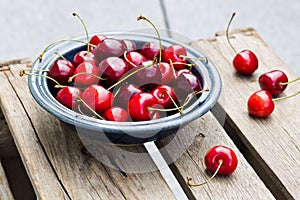 Freshly picked cherries