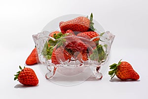 Freshly picked strawberries in a bowl to keep them fresh and full of nutrients, this fruit is ideal for diets and to enjoy