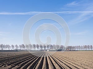 freshly plowed field early spring in the netherlands on the island of goeree en overflakkee