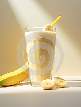 Freshly prepared Banana Shake in a glass