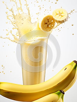 Freshly prepared Banana Shake in a glass