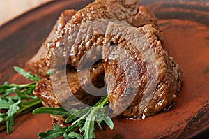 Freshly prepared juicy stewed veal.