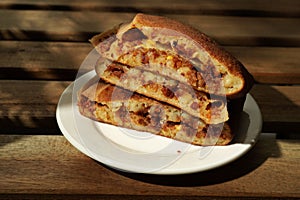 A freshly prepared Malaysia traditional pancake Apam Balik on a plate