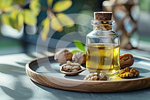 Freshly pressed walnut oil. AI generative