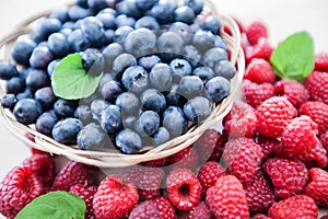 Freshly raspberry blueberry fruit antioxidant food photo