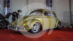 Freshly restored Volkswagen Beetle oval windows displayed at Jogja VW Festival