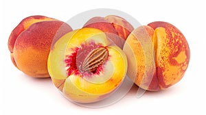 Freshly Ripe Peaches on White