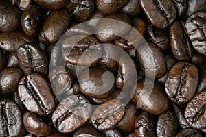 Freshly roasted brown coffee beans